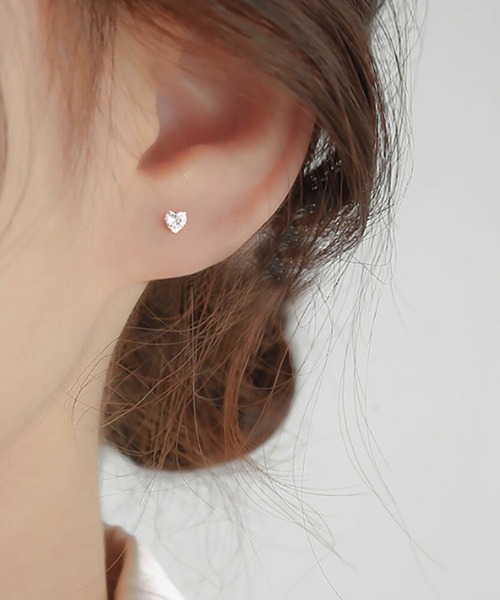 northe cross ハートピアス　925 CERCA ピアス SARINOHANA/ハートピアス/silver925/キュービック