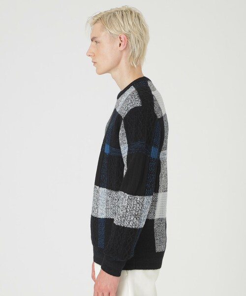 BURBERRY BLACK LABEL チェック柄ニットセーター サイズ2 BURBERRY BLACK LABEL】ベージュ チェック柄 ニットセーター