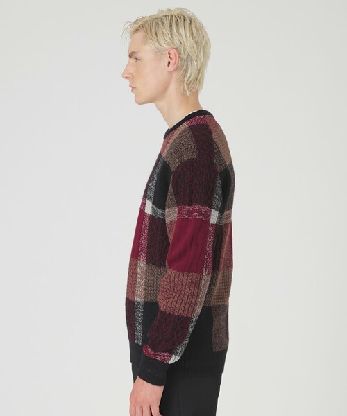BURBERRY BLACK LABEL チェック柄ニットセーター サイズ2 BURBERRY BLACK LABEL】ベージュ チェック柄 ニットセーター