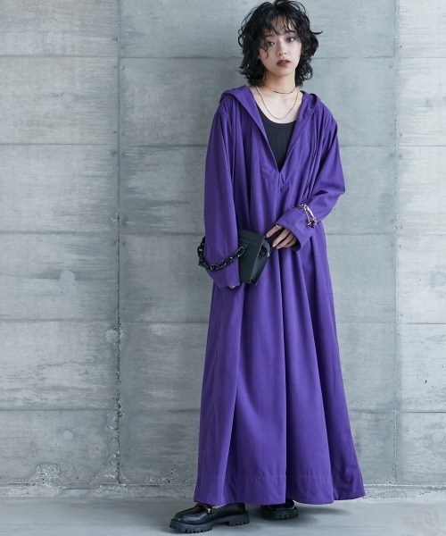 GEVS.（ジェイヴィス） 「SMILELAND」長袖ワンピース 3L パープル