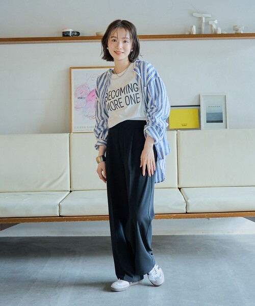 coen（コーエン） ブラウス シャツ リネンレーヨンバンドカラーシャツ