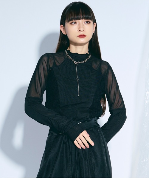 Ezick elegant lace docking シアーレースキリカエトップス レディース
