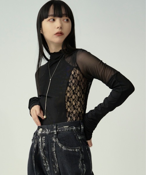 Ezick elegant lace docking シアーレースキリカエトップス レディース