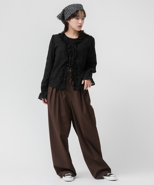 ブラウス シャツ レース刺繍リボンブラウス / ボレロ フリル レディース HEILIS ブラウス シャツ レース刺繍リボンブラウス / ボレロ