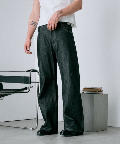 RegenGlanz セルビッチバギーデニム Sサイズ ブラック Regen Glanz ジーンズ straight selvedge denim/ストレート