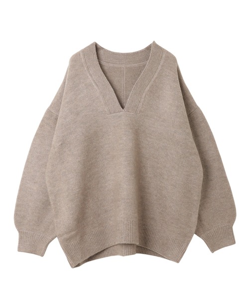 「andme」 長袖ニット F(M) グレイッシュベージュ レディース_画像2