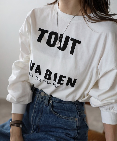 【新品】(ロゴW)BONJOUR SAGAN BONJOURロゴピグメントロンT BONJOURロゴピグメントロンT（Tシャツ/カットソー）｜Bonjour Sagan