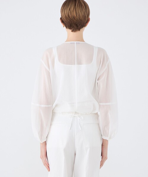 【TOMORROWLAND collection】ルコットンオーガンジー ジップアップブラウス TOMORROWLAND collection ブラウス シャツ ルコットン