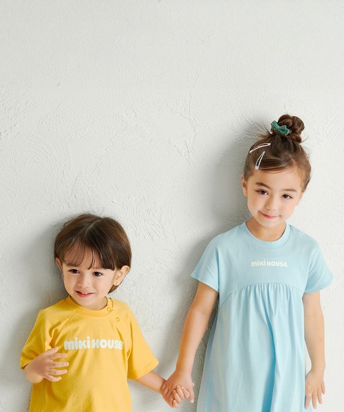 MIKI HOUSE ワンピース 「WEB限定」バックロゴ半袖ワンピース