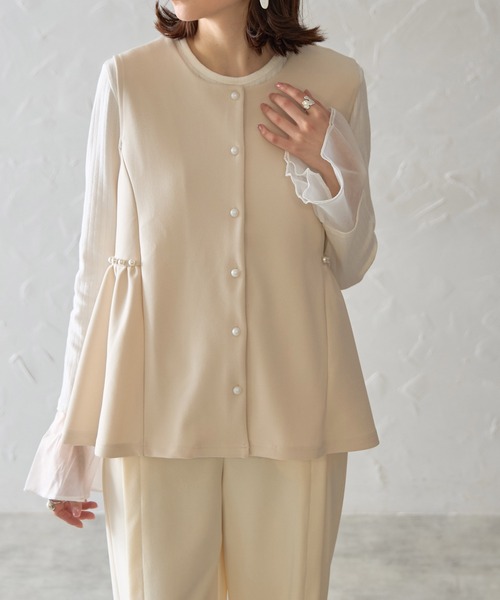 新品未使用　ヤマダヤ　フェンネル　モカ　ゴールドボタン ノースリーブベスト　ジレ 楽天市場】ベスト レディース 前開き ノースリーブ クルーネック
