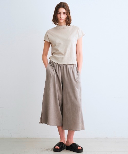 three dots（スリー ドッツ） tシャツ ダブルガーゼ モックネックT