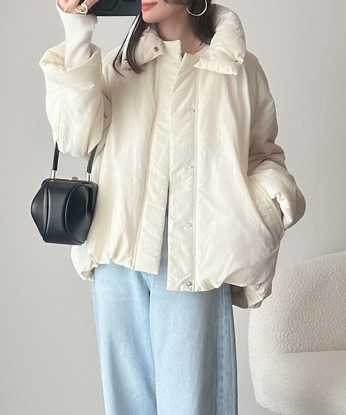 Elegante♡ブルゾン 白 M Java ブルゾン アウター ジャバコラボ」衿2WAYで旬映え。衿取り外し