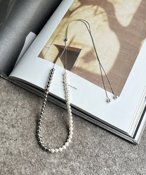 DouDou ネックレス パール×メタルスライドネックレス レディース