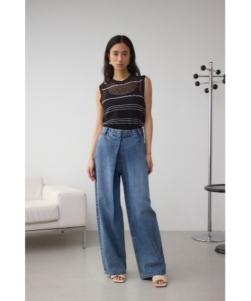 AZUL BY MOUSSY ワイドレッグデニムパンツ Sサイズ AZUL BY MOUSSY ジーンズ デニム デニムパンツ DENIM フロント