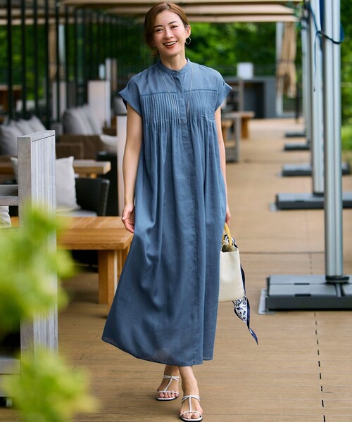 パラスパレス フレンチスリーブ ワンピース 23区 ワンピース 「一部店舗限定/接触冷感/洗える」ラミー