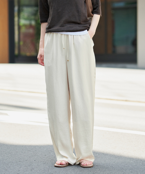 ル 年末のプロモーション IENA パンツ サテンリラックスパンツ レディース : ZOZOTOWN パンツ