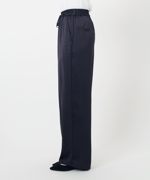 IENA パンツ IENA スラックス パンツ BLACK シアサッカーパンツ レディース