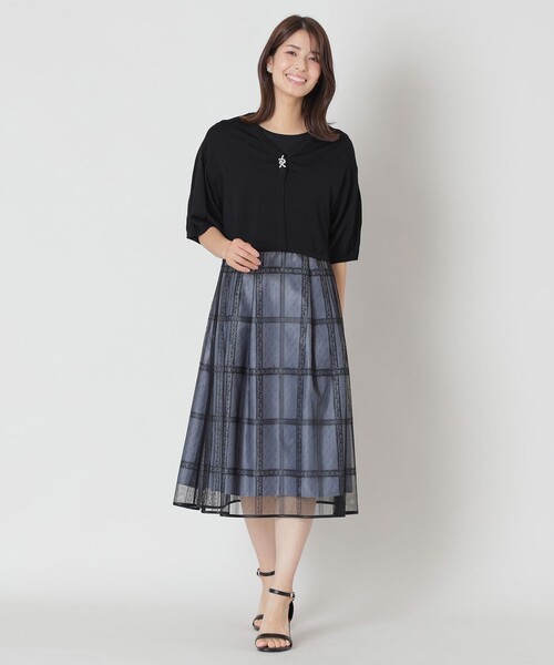 TO BE CHIC　大きいサイズ　 カーディガン ビジュー装飾 ネイビー 46 TO BE CHIC（トゥー ビー シック） カーディガン UVビジューボレロ