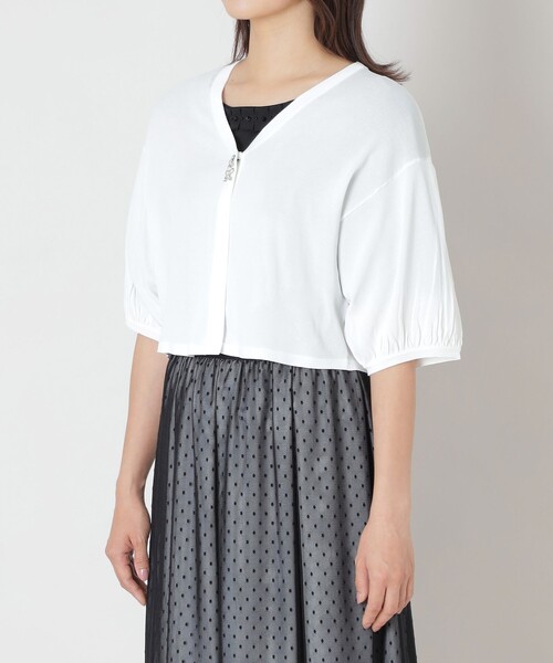 TO BE　CHIC ビジューカーディガン&　半袖ニット　アンサンブル TO BE CHIC（トゥー ビー シック） カーディガン UVビジューボレロ