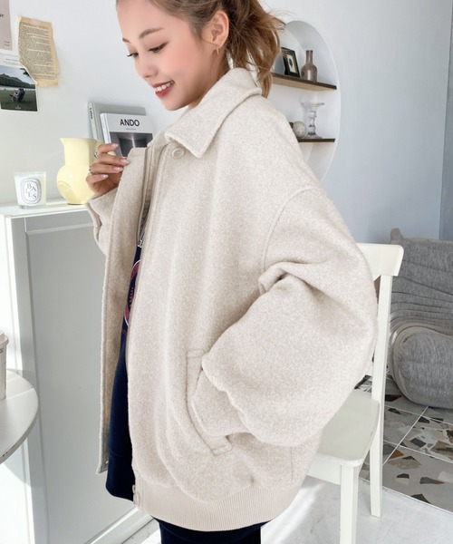 「moment+」 ジップアップブルゾン M アイボリー レディース_画像2