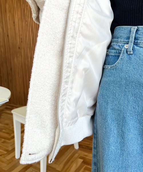 「moment+」 ジップアップブルゾン M アイボリー レディース_画像4