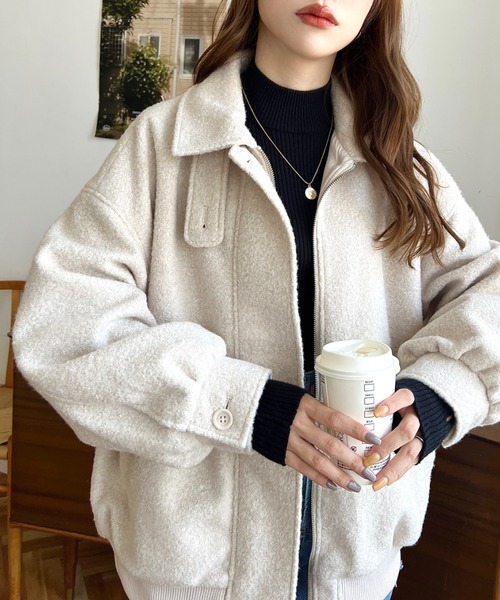 「moment+」 ジップアップブルゾン M アイボリー レディース_画像5