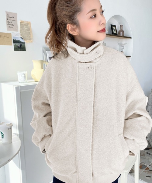 「moment+」 ジップアップブルゾン M アイボリー レディース_画像6