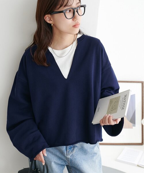 Discoat（ディスコート） トレーナー スウェット 裏毛深Vネックプル