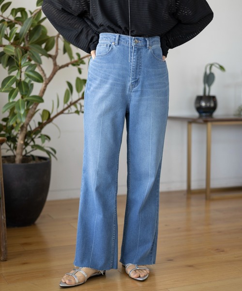 「LEPSIM」 加工デニムパンツ LARGE ライトブルー レディース_画像3