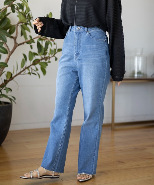 「LEPSIM」 加工デニムパンツ LARGE ライトブルー レディース_画像4