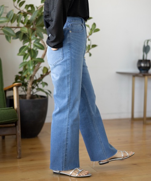 「LEPSIM」 加工デニムパンツ LARGE ライトブルー レディース_画像5