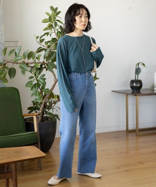 「LEPSIM」 加工デニムパンツ LARGE ライトブルー レディース_画像9