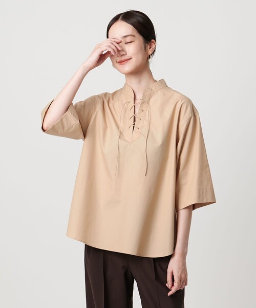 【美品】 IENA レース　レースアップブラウス セール】IENA LA BOUCLE レースアップ刺繍ブラウス◇（シャツ