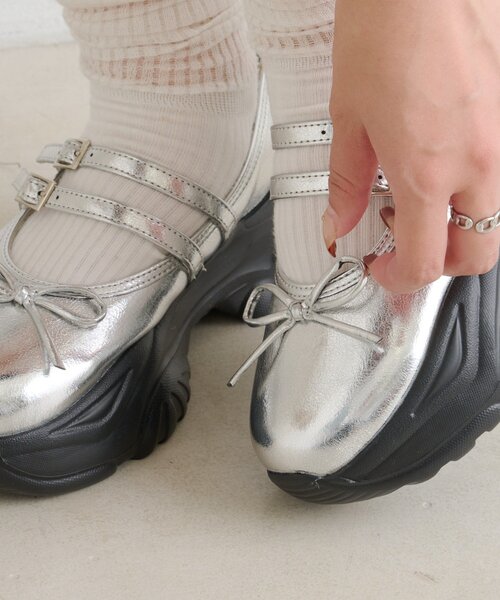 w closet（ダブルクローゼット） シューズ 「25AW」リボン厚底バレエ