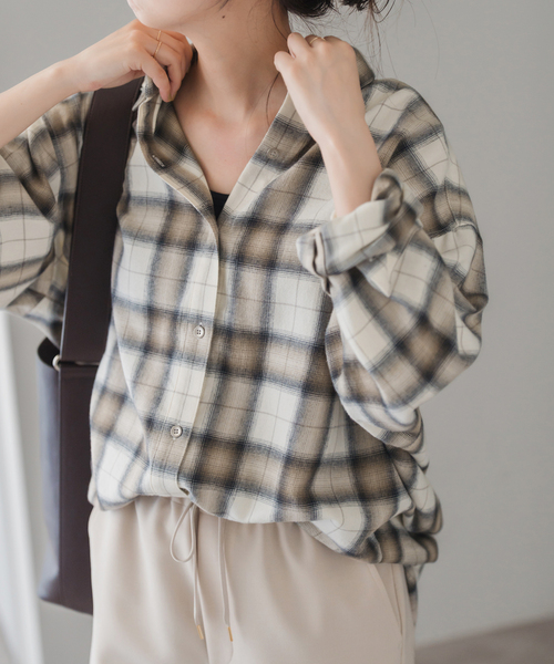 Spick＆Span ブラウス シャツ メタルボタンオンブレーチェック