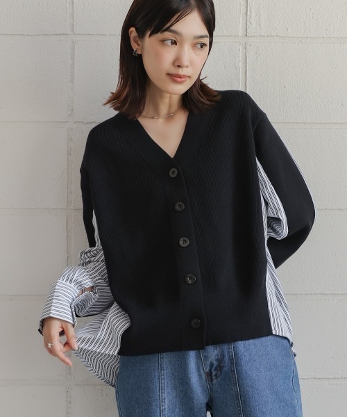 ストライプニットカーディガン 楽天市場】カーディガン レディース トップス 長袖 ストライプ柄 送料