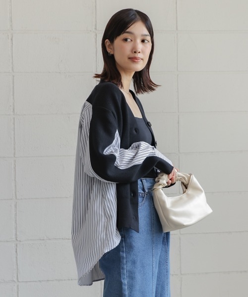 ストライプニットカーディガン Bou Jeloud カーディガン バックスストライプニットカーディガン