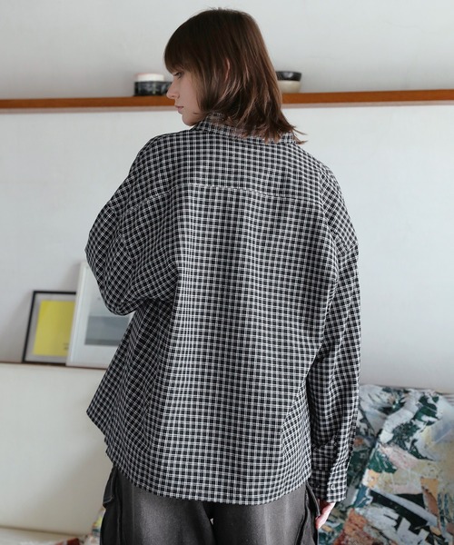 ROCHEM（ローシェン） シャツ ルーズシルエット短丈ストライプ/ミニ