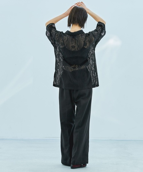 「LAKOLE」 半袖シャツ MEDIUM ブラック レディース_画像5