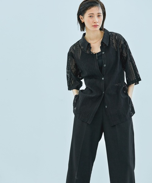 「LAKOLE」 半袖シャツ MEDIUM ブラック レディース_画像7