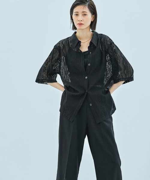 「LAKOLE」 半袖シャツ MEDIUM ブラック レディース_画像8