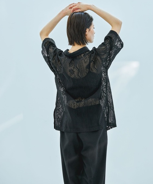 「LAKOLE」 半袖シャツ MEDIUM ブラック レディース_画像9