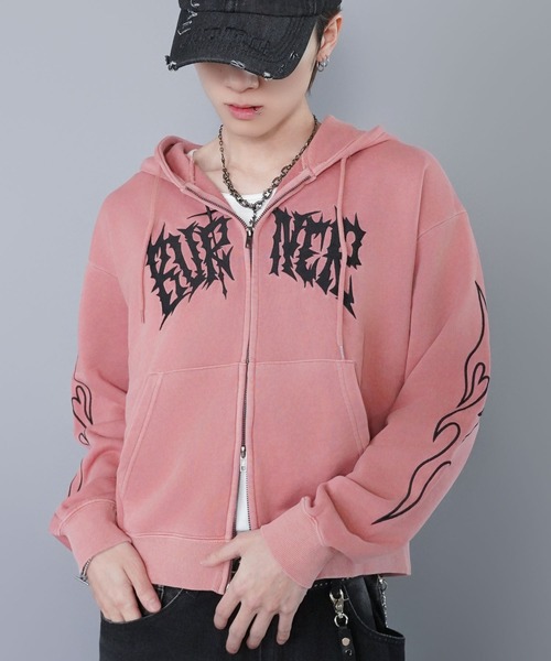 ADAMASTE ピンク ダブルジップパーカー 短丈 ADAMASTE パーカー Double Zip-Up Short Hoodie - ダブルジップ