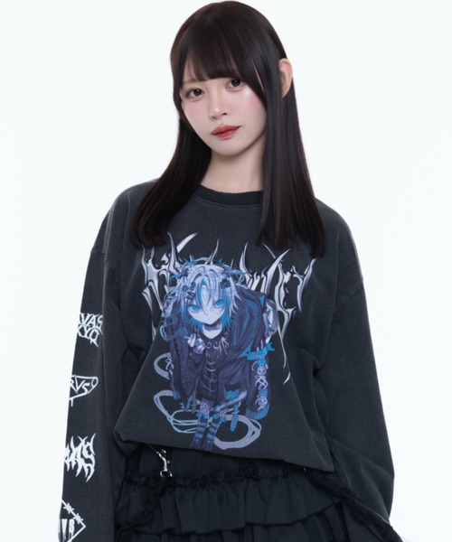 トラバストーキョー イラストプリント加工 ロングスリーブカットソー TRAVAS TOKYO（トラバストーキョー） tシャツ 「TRAVAS TOKYO/トラバス