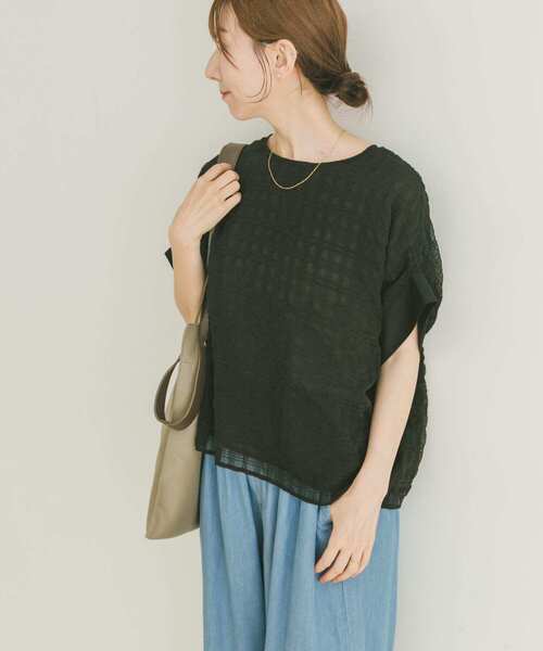 「ITEMS URBANRESEARCH」 半袖ブラウス FREE ライトベージュ レディース_画像3