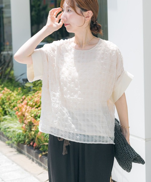 「ITEMS URBANRESEARCH」 半袖ブラウス FREE ライトベージュ レディース_画像9