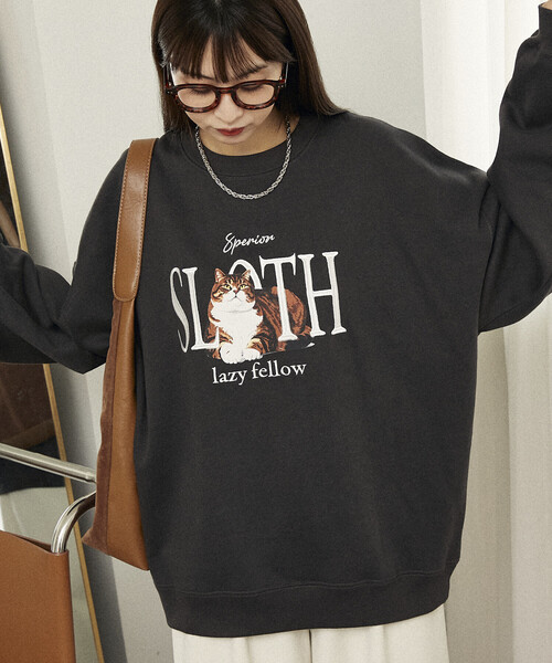 PUBLUX（パブリュクス） トレーナー スウェット SLOTH キャット 裏起毛