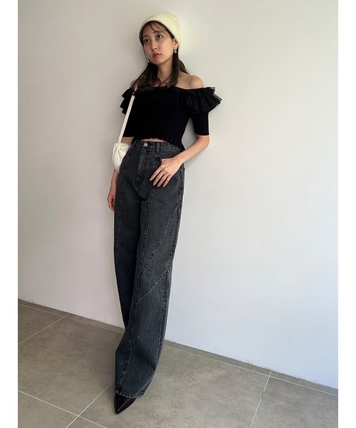 SNIDEL（スナイデル） 加工デニムパンツ 1 ブラック レディース