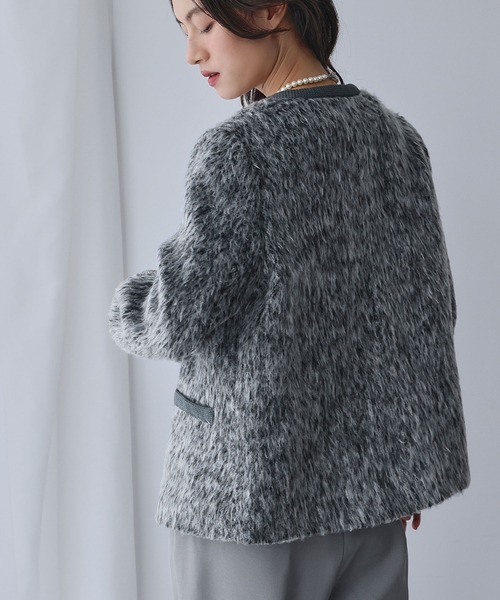 【NEW】エルフランク（ELFRANK）/メランジシャギー ノーカラー ジャケット ELFRANK ジャケット ノーカラージャケット 「2025AW」メランジシャギー