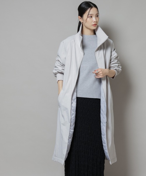 ナノユニバース グレー ロングコート レディース リバーシブル PURE LAMBS リバー ロングコート